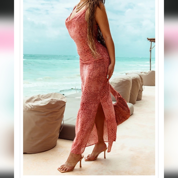 PLT Rose Devore Maxi Long Beach Dress 🌹🌹🌹 - Picture 1 of 2